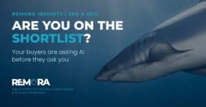 Shark swimming through deep blue water with the headline Are You On The Shortlist?