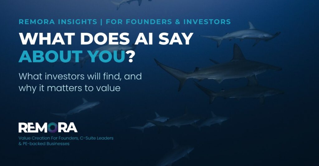 School of hammerhead sharks in deep water with the headline What Does AI Say About You?
